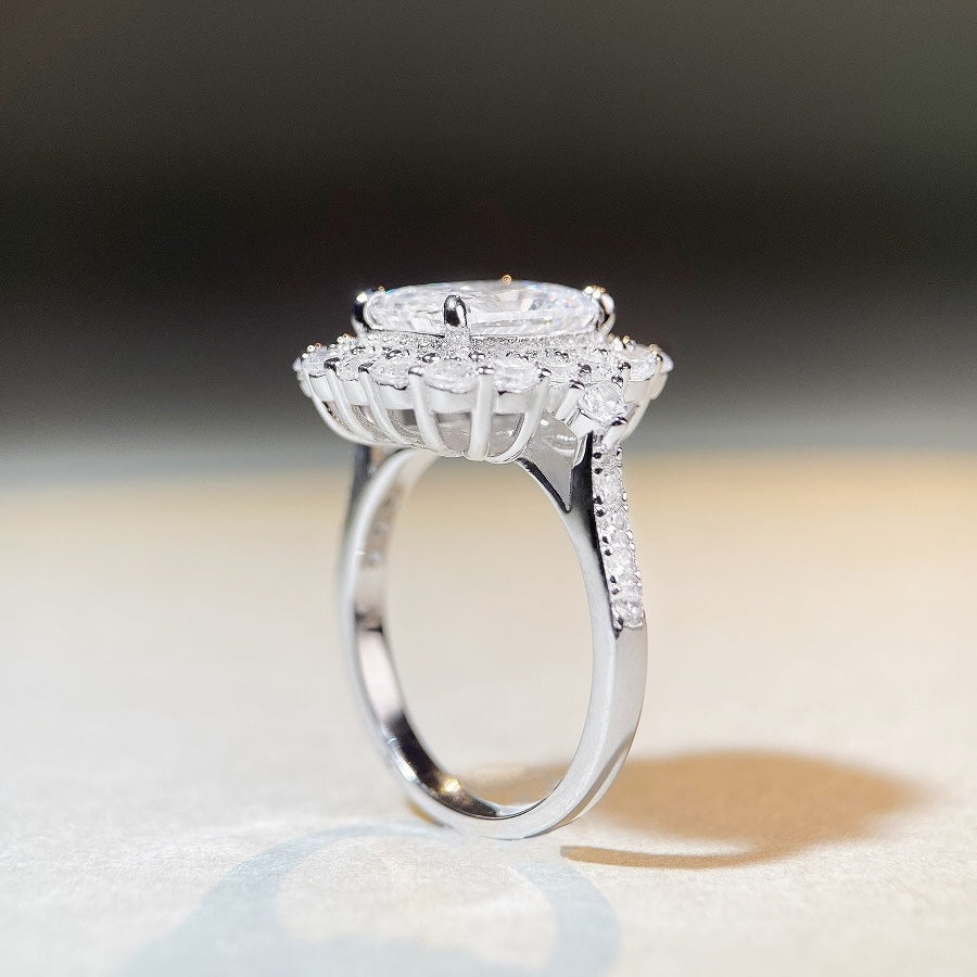 Sophisticated 3.0ct Emerald cut Engagement Ring in Sterling Silver