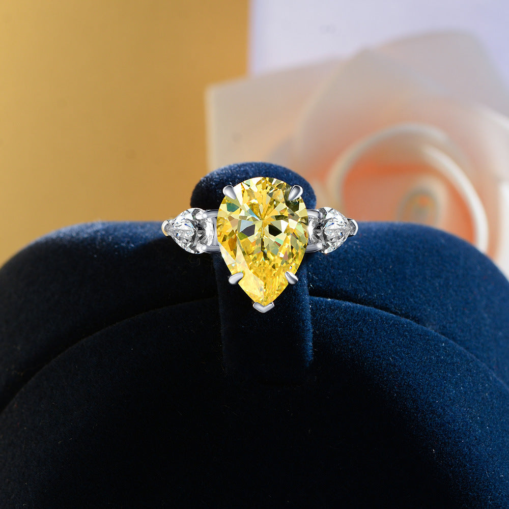 Regal 6.0ct Pear cut Engagement Ring for Women in Sterling Silver