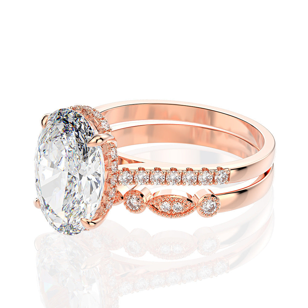 Regal 4.0ct Oval cut 2pc Wedding Ring Set for Women in Sterling Silver