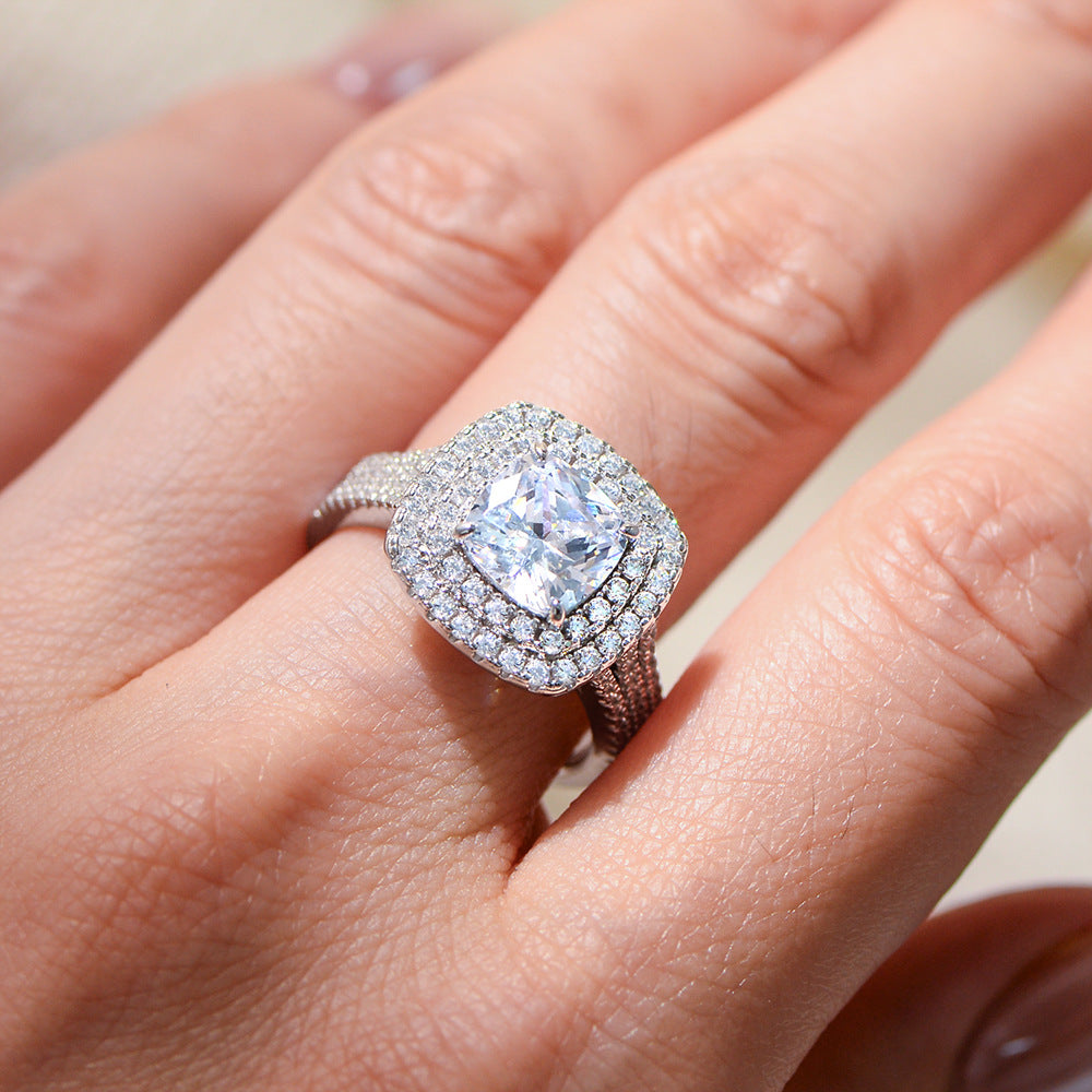 Regal 3.0ct Cushion cut Engagement Ring for Women in Sterling Silver