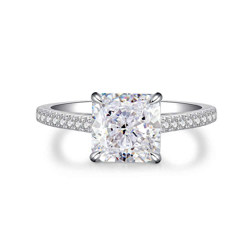 Glamorous 3.0ct Radiant cut Engagement Ring for Women in Sterling Silver