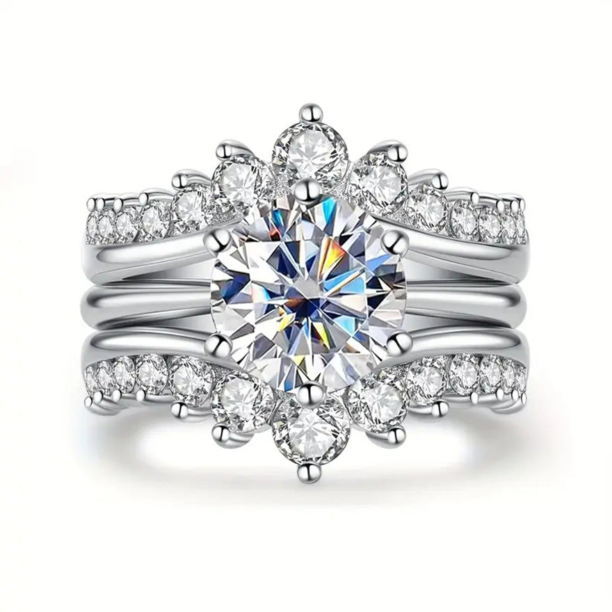 Elegant 3.0ct Round cut 2pc Wedding Ring Set in Sterling Silver