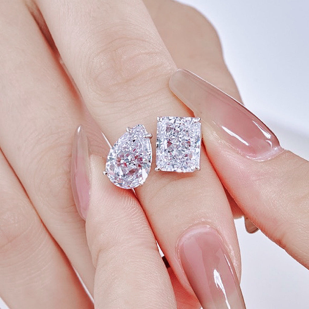 Regal 4.0ct Pear & Radiant Cut Engagement Ring for Women in Sterling Silver