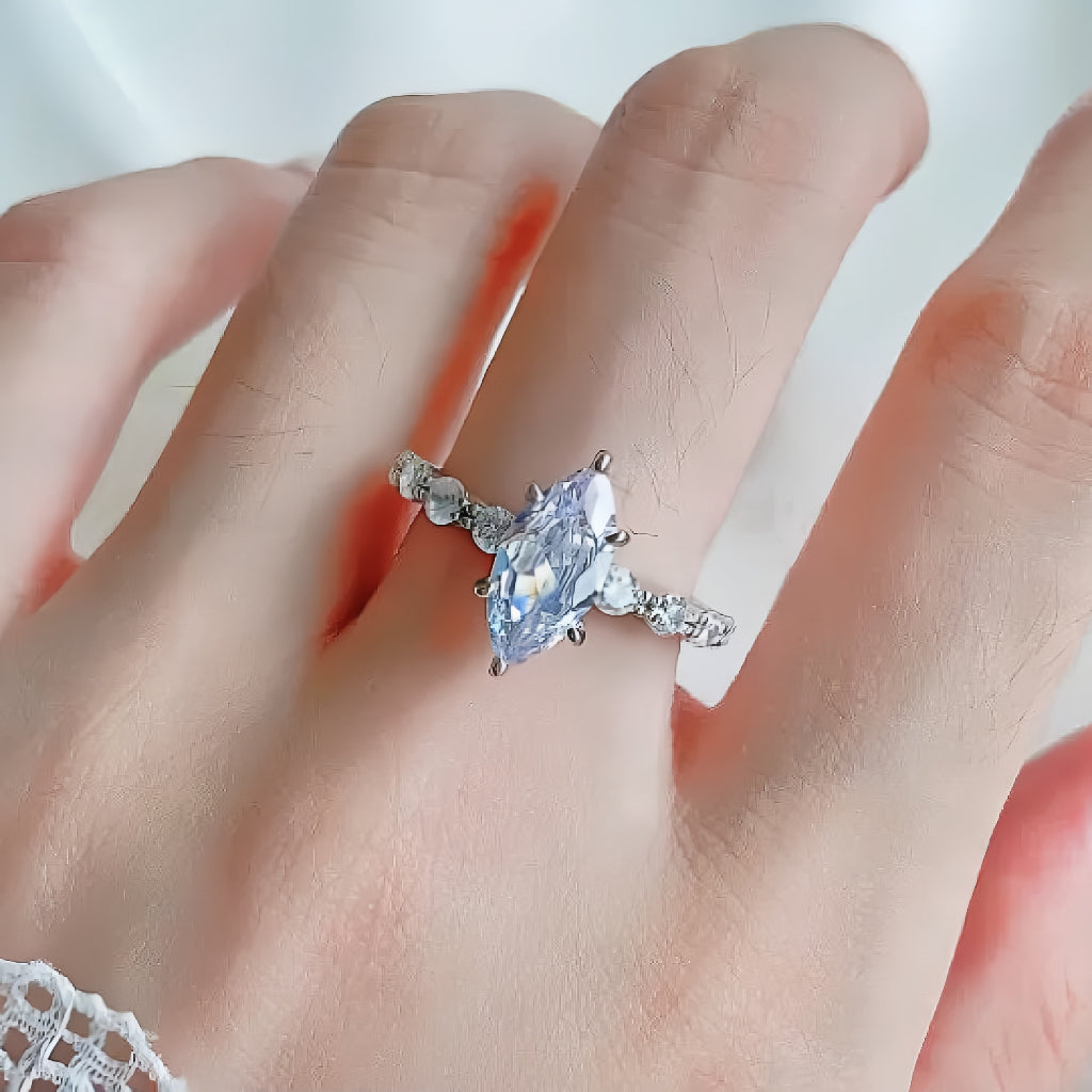 Regal 1.5ct Marquise Cut Engagement Ring for Women in Sterling Silver