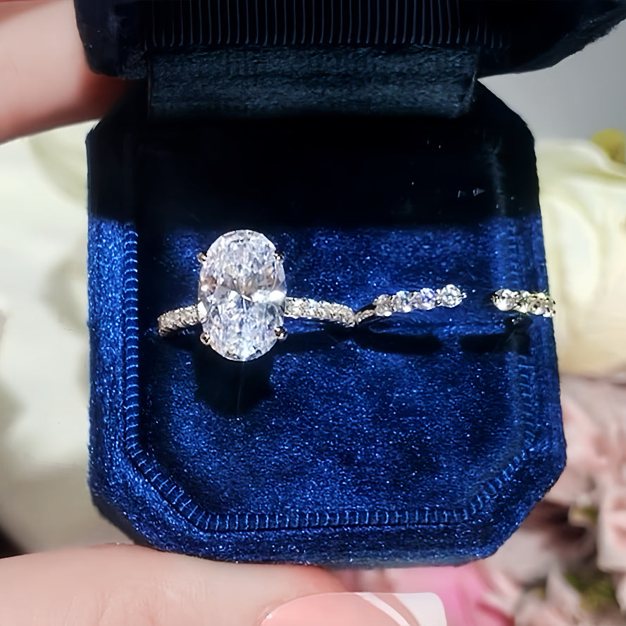 Opulent Elegance 4.0 Carat Oval Cut 2-Piece Wedding Set in Sterling Silver
