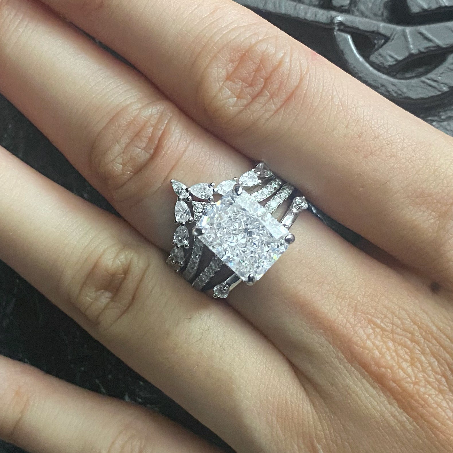 Classic Brilliance 4.0 Carat Radiant Cut 3-Piece Wedding Set in Sterling Silver