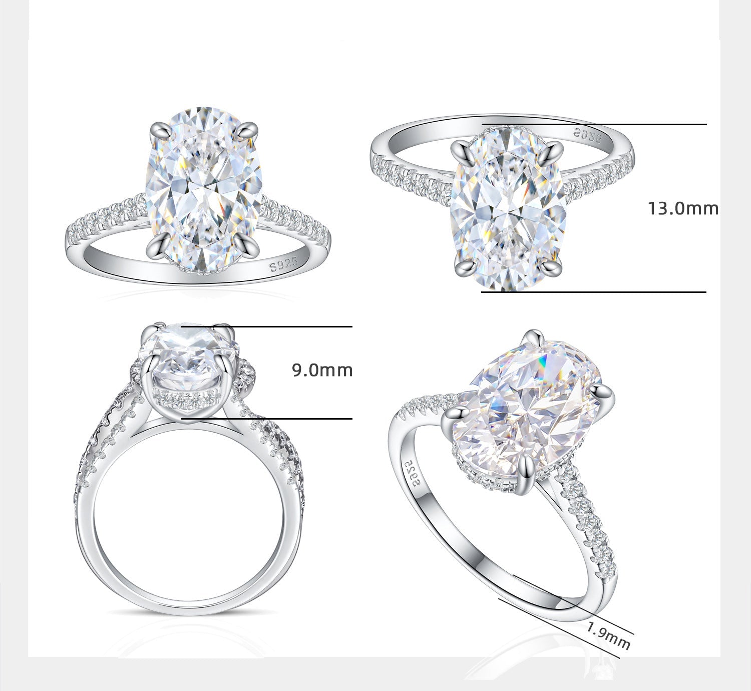 Regal 6.0ct Oval cut Engagement Ring for Women in Sterling Silver