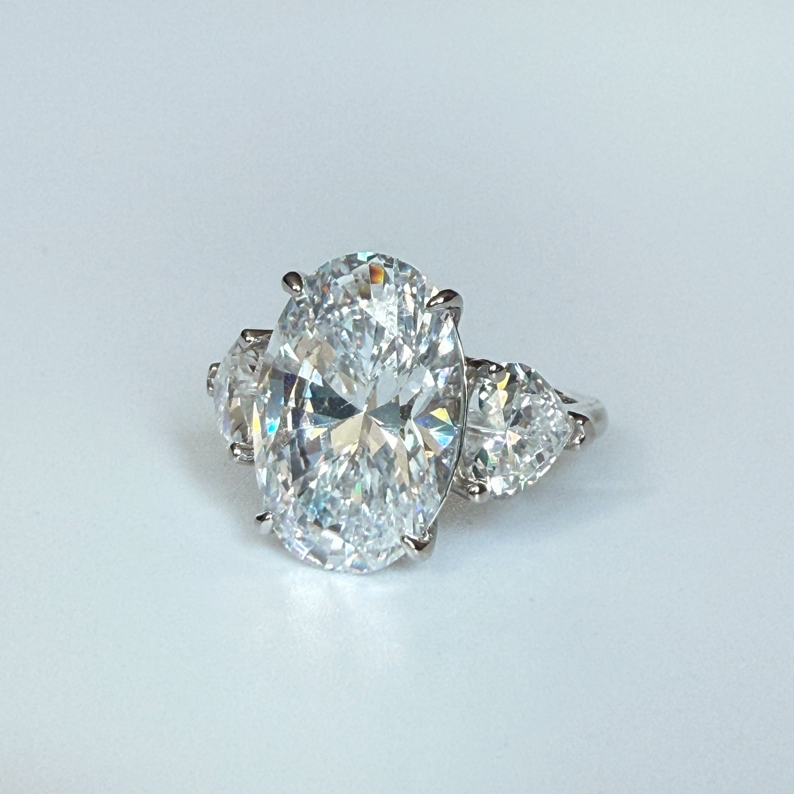 Luxe Splendor 6.0 Carat Oval Cut Engagement Ring in Sterling Silver