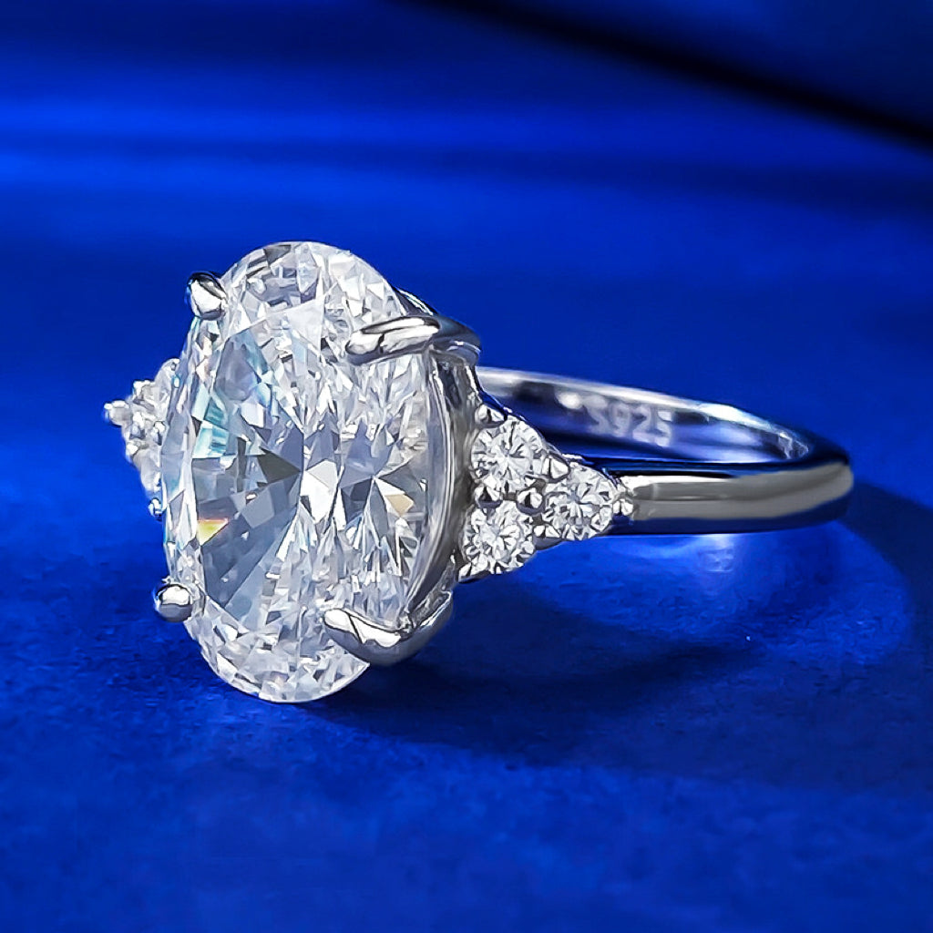 Ethereal Glow 3.0 Carat Oval Cut Engagement Ring in Sterling Silver