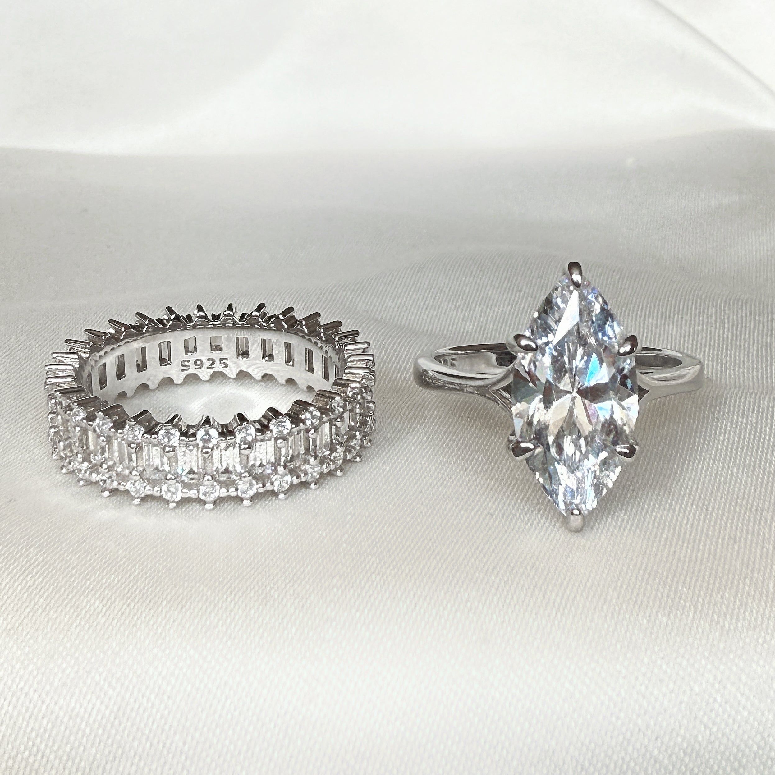 Elegant Allure 3.0 Carat Marquise Cut 3 - Piece Ring Set in Sterling Silver