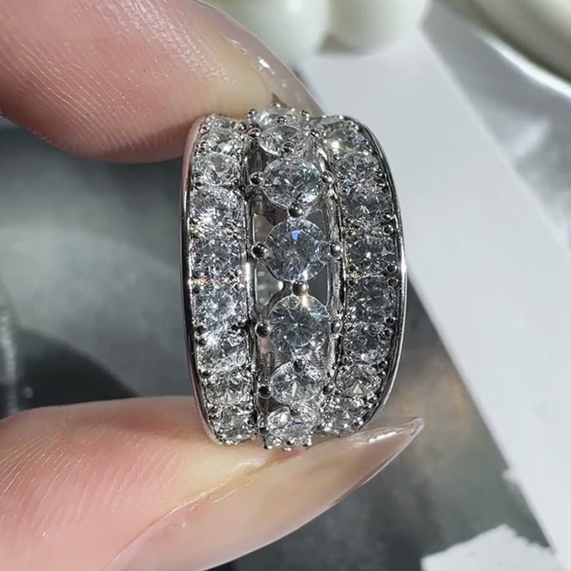 Regal Round Cut Simulated Diamond Wedding Ring in Sterling Silver