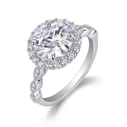 Stellar Spark 3CT Round Moissanite Ring in Sterling Silver 925