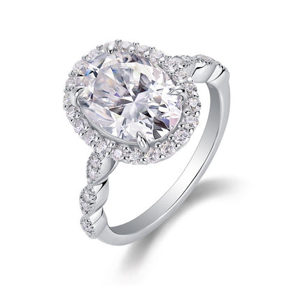 Moonlit Oval 4.5CT Moissanite Solitaire Ring in Sterling Silver 925