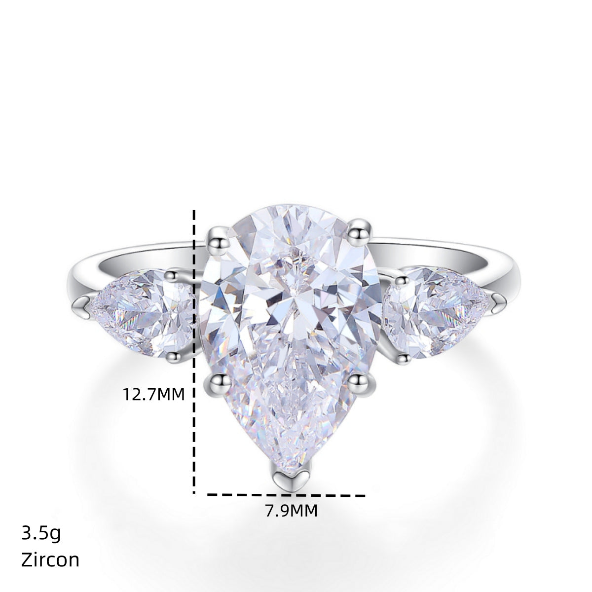 Regal 7.0 Carat Pear Cut Engagement Ring for Women in Sterling Silver