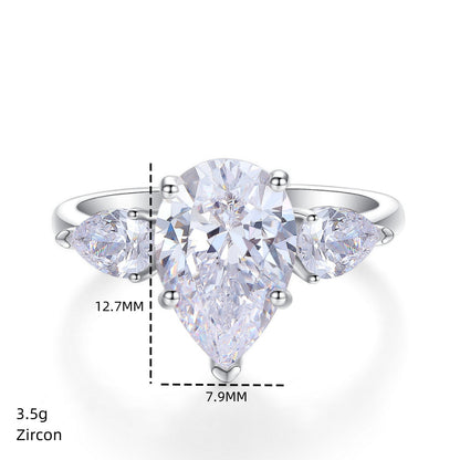 Regal 7.0 Carat Pear Cut Engagement Ring for Women in Sterling Silver