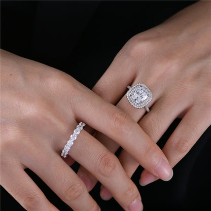 Regal 3.0 Carat Cushion cut 2pc Wedding Ring Set for Women in Sterling Silver