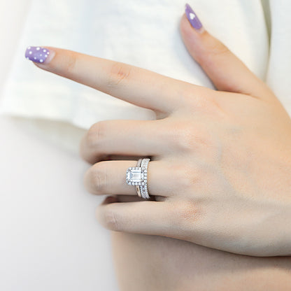 Sophisticated 2.0ct Emerald cut 2pc Wedding Ring Set for Women in Sterling Silver