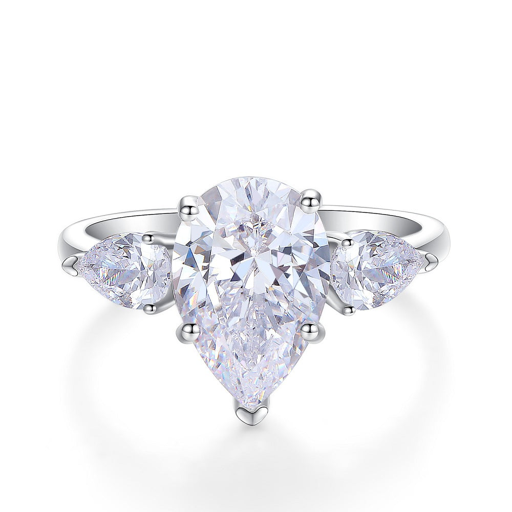 Regal 7.0 Carat Pear Cut Engagement Ring for Women in Sterling Silver