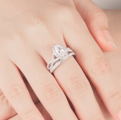 Glamorous 1.0 Carat Marquise cut 2pc Wedding Ring Set for Women in Sterling Silver