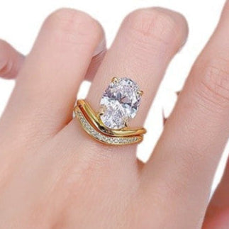 Elegant 3.0ct Oval cut 2pc Wedding Ring Set in Sterling Silver