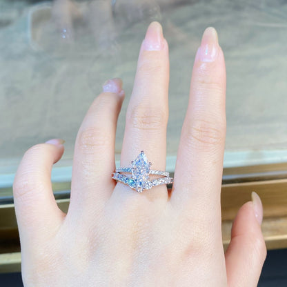 Regal 2.0 Carat Marquise Cut 2pc Wedding Ring Set in Sterling Silver