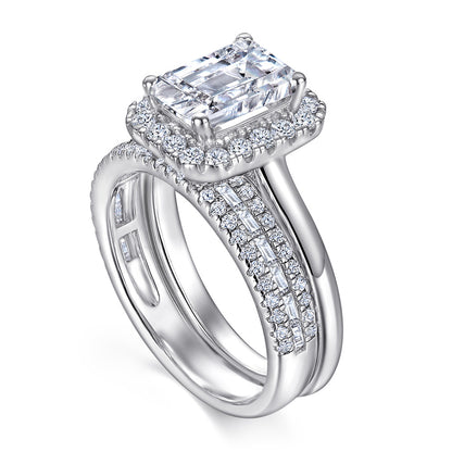 Sophisticated 2.0ct Emerald cut 2pc Wedding Ring Set for Women in Sterling Silver