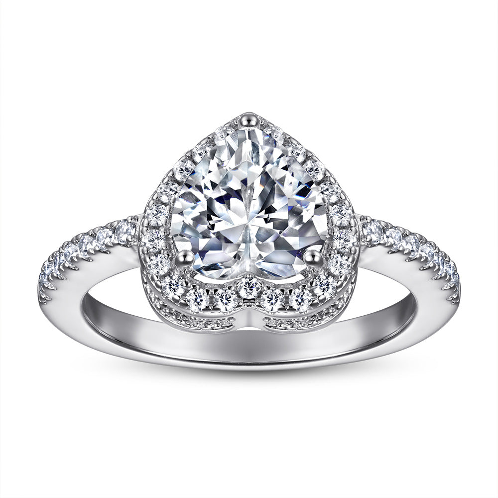 Romantic 1.5 Carat Heart cut 2pc Wedding Ring Set for Women in Sterling Silver