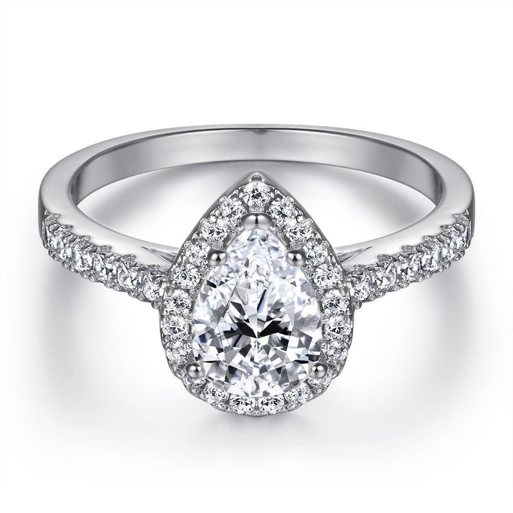 Romantic 1.5ct Pear cut 2pc Wedding Ring Set for Women in Sterling Silver