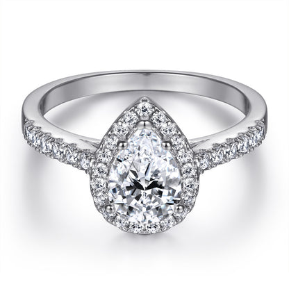 Romantic 1.5ct Pear cut 2pc Wedding Ring Set for Women in Sterling Silver