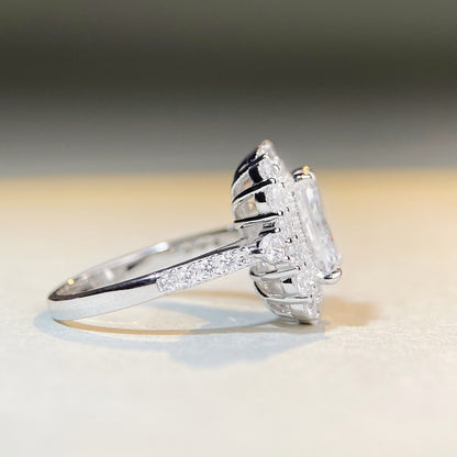 Sophisticated 3.0ct Emerald cut Engagement Ring in Sterling Silver