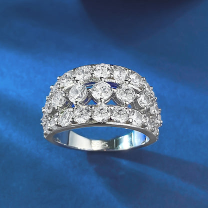 Regal Round Cut Simulated Diamond Wedding Ring in Sterling Silver