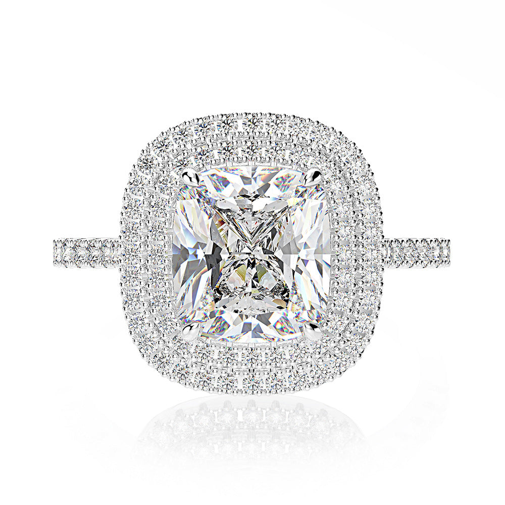 Regal 3.0 Carat Cushion cut 2pc Wedding Ring Set for Women in Sterling Silver