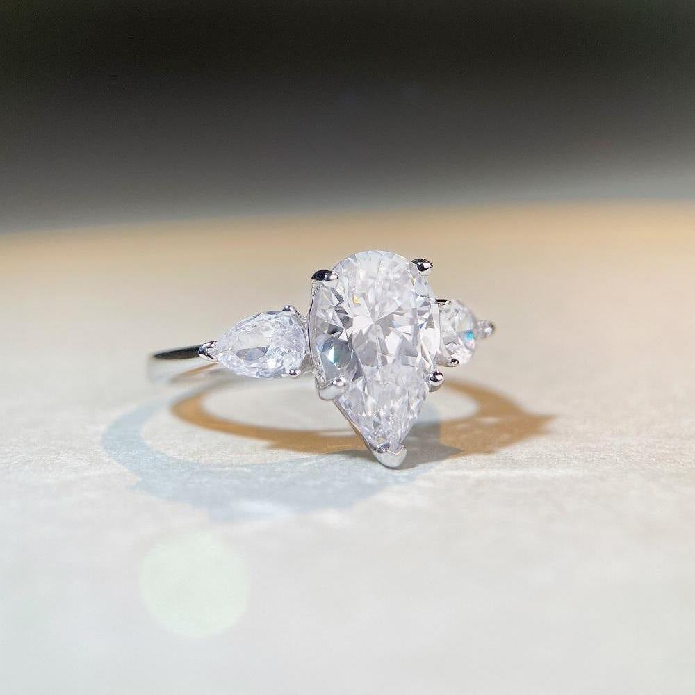 Regal 7.0 Carat Pear Cut Engagement Ring for Women in Sterling Silver