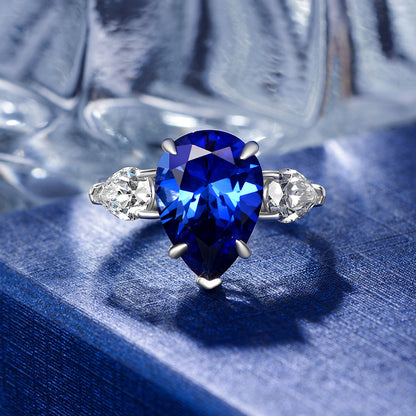 Regal 6.0ct Pear cut Engagement Ring for Women in Sterling Silver