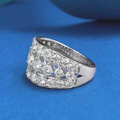 Regal Round Cut Simulated Diamond Wedding Ring in Sterling Silver