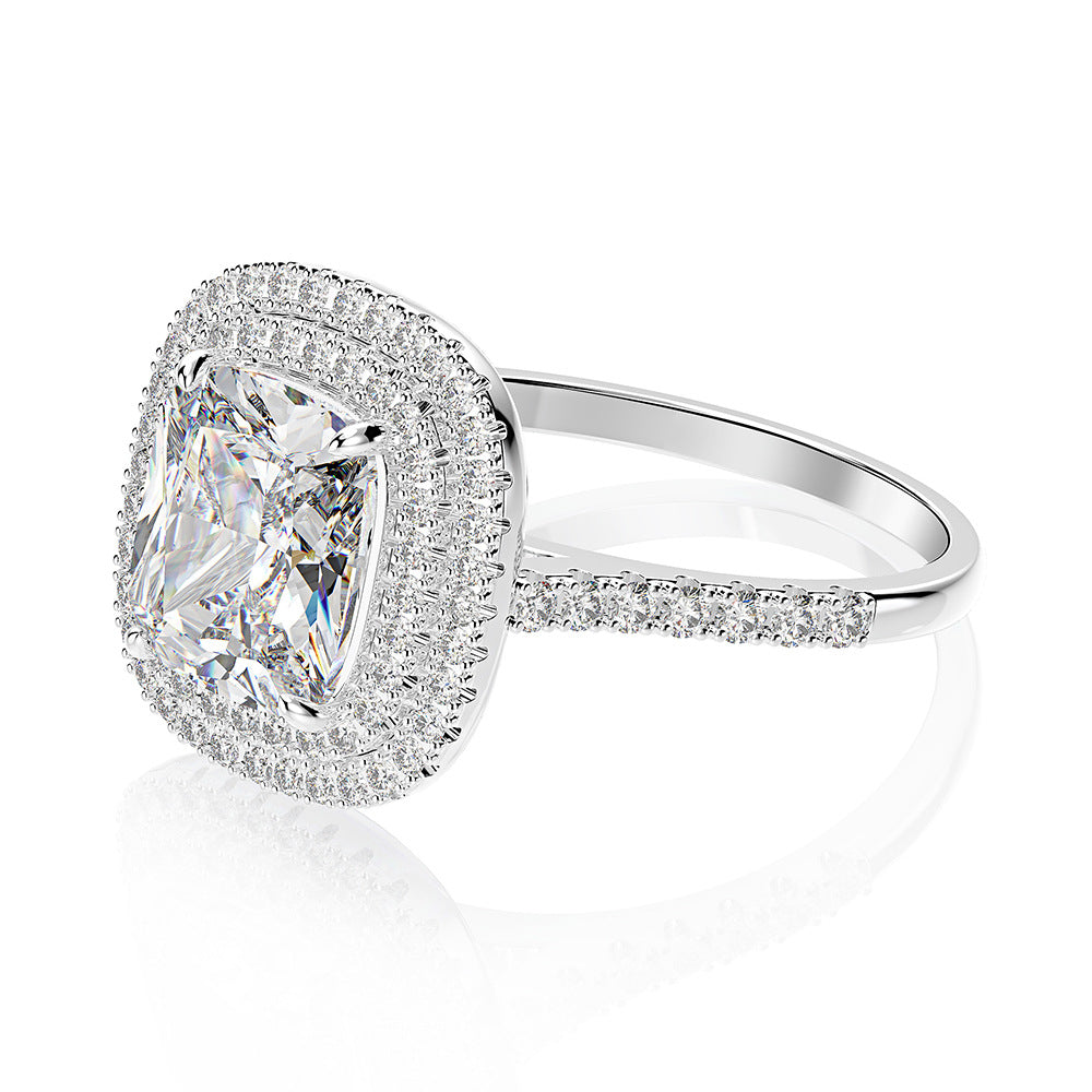 Regal 3.0 Carat Cushion cut 2pc Wedding Ring Set for Women in Sterling Silver