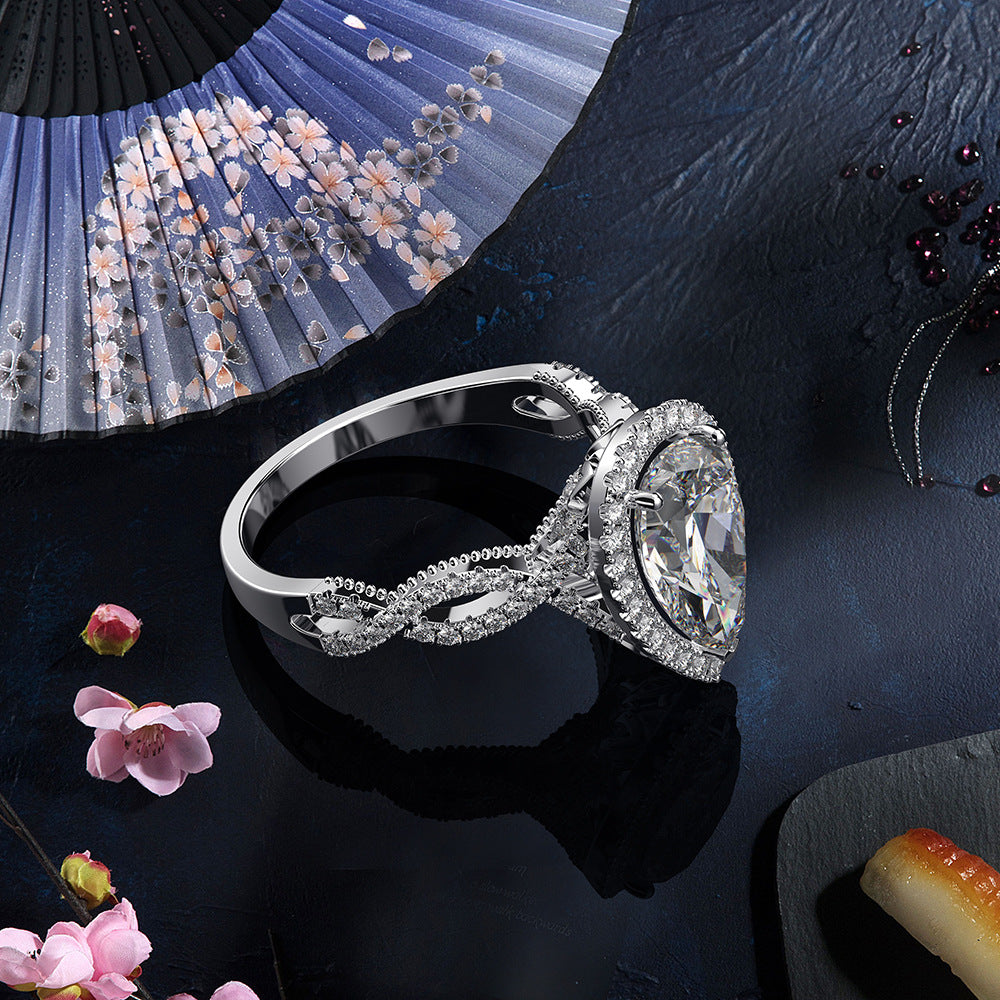 Regal 2.0 Carat Pear cut Engagement Ring for Women in Sterling Silver