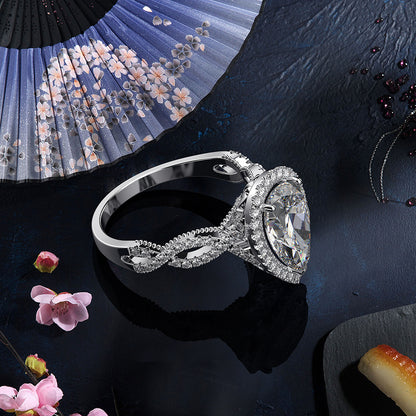 Regal 2.0 Carat Pear cut Engagement Ring for Women in Sterling Silver
