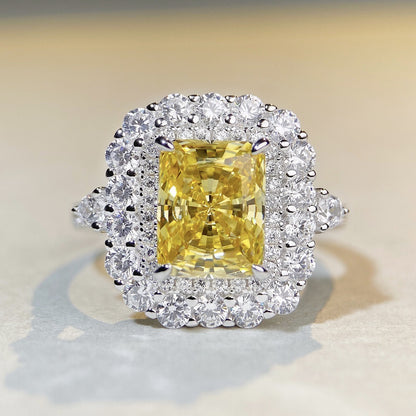 Sophisticated 3.0ct Emerald cut Engagement Ring in Sterling Silver