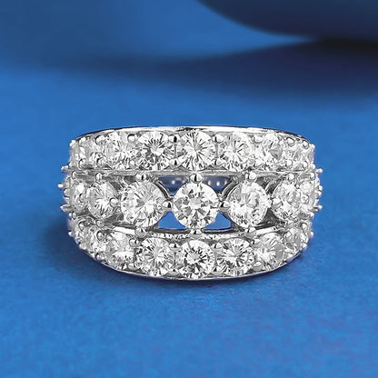 Regal Round Cut Simulated Diamond Wedding Ring in Sterling Silver