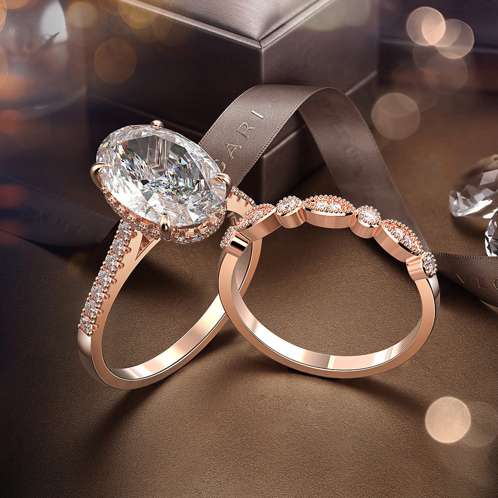 Regal 4.0ct Oval cut 2pc Wedding Ring Set for Women in Sterling Silver