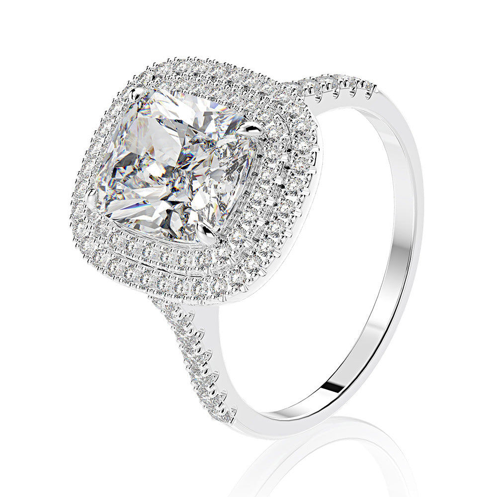 Regal 3.0 Carat Cushion cut 2pc Wedding Ring Set for Women in Sterling Silver