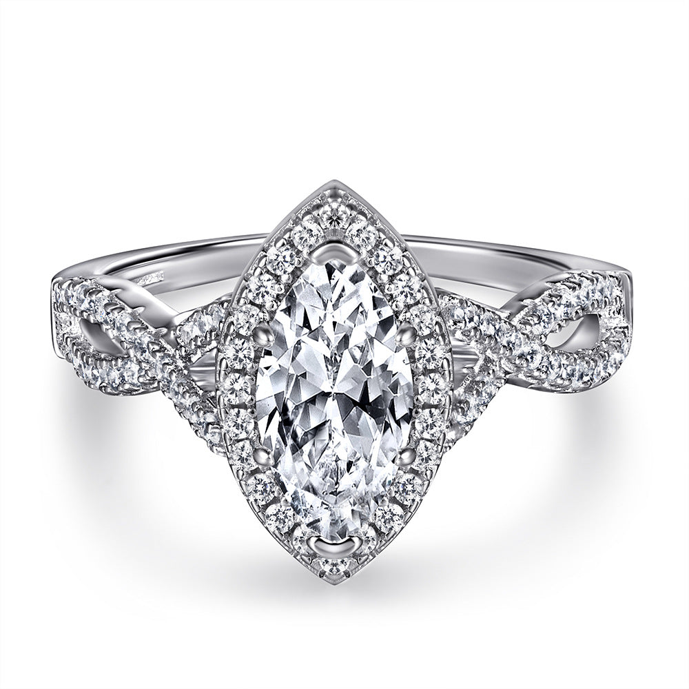 Glamorous 1.0 Carat Marquise cut 2pc Wedding Ring Set for Women in Sterling Silver