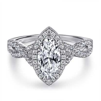 Glamorous 1.0 Carat Marquise cut 2pc Wedding Ring Set for Women in Sterling Silver