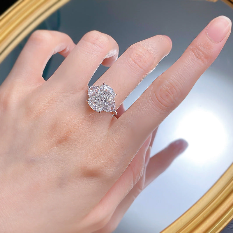 Regal 5.0ct Oval cut Engagement Ring for Women in Sterling Silver