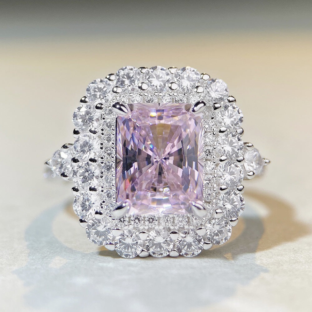 Sophisticated 3.0ct Emerald cut Engagement Ring in Sterling Silver