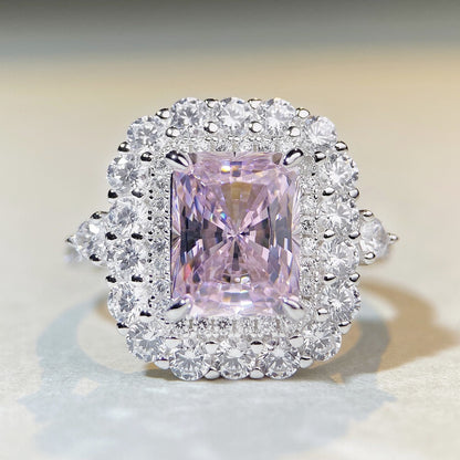 Sophisticated 3.0ct Emerald cut Engagement Ring in Sterling Silver