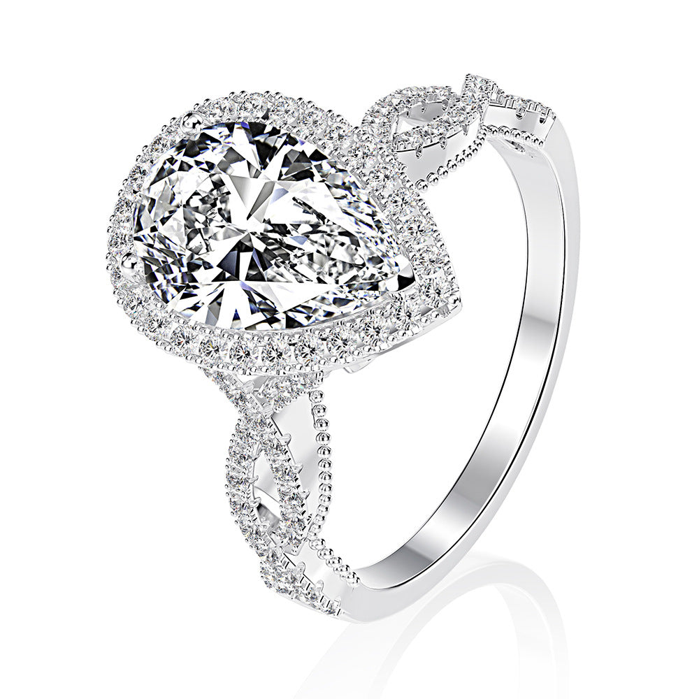 Regal 2.0 Carat Pear cut Engagement Ring for Women in Sterling Silver