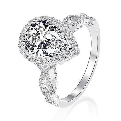 Regal 2.0 Carat Pear cut Engagement Ring for Women in Sterling Silver