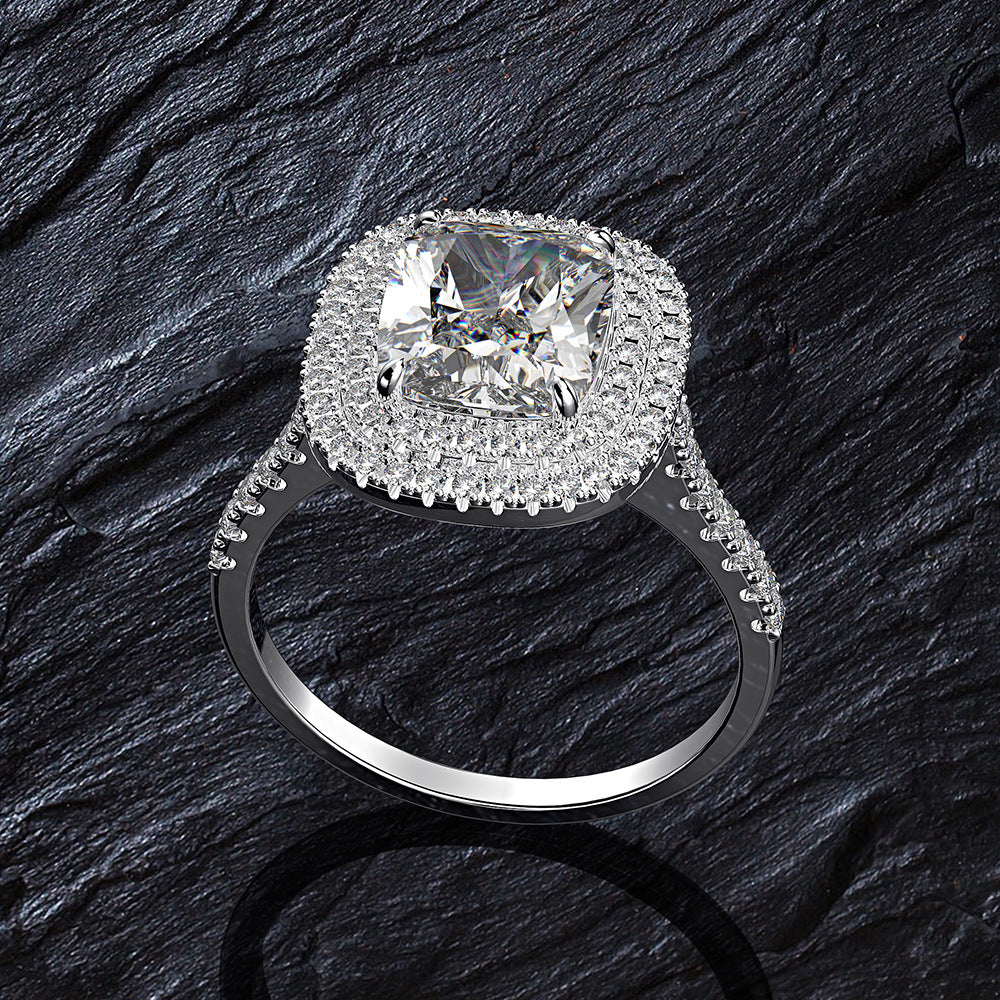 Regal 3.0 Carat Cushion cut 2pc Wedding Ring Set for Women in Sterling Silver